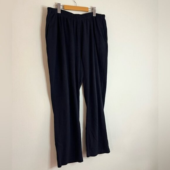 Lands’ End Black Cotton Knit Wide-Leg Pants – Size 1X (16W-18W) - Picture 8 of 9